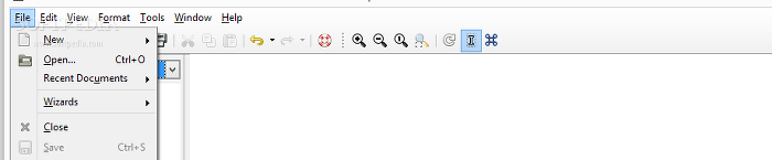 Showing the LibreOffice Math file menu